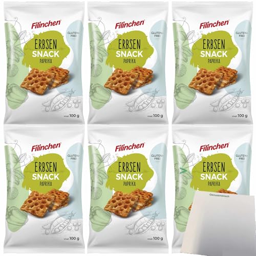 Filinchen Erbsen-Snack Cracker Paprika 6er Pack (6x100g Packung) + usy Block von usy