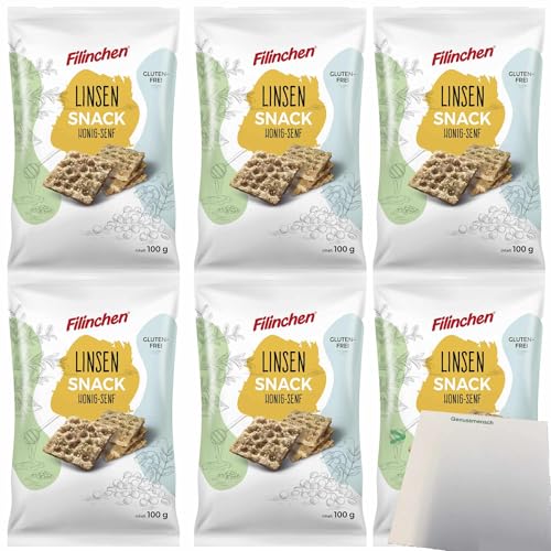 Filinchen Erbsen-Snack Honig Senf Cracker 6er Pack (6x100g Packung) + usy Block von usy