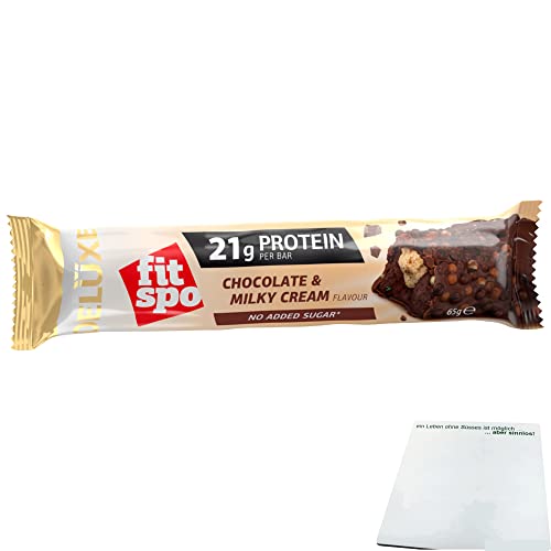 Fitspo Deluxe Protein bar Chocolate & Milky Cream mit 21g Protein (65g Riegel) + usy Block von usy