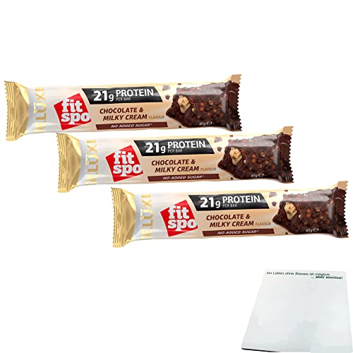 Fitspo Deluxe Protein bar Chocolate & Milky Cream mit 21g Protein 3er Pack (3x65g Riegel) + usy Block von usy