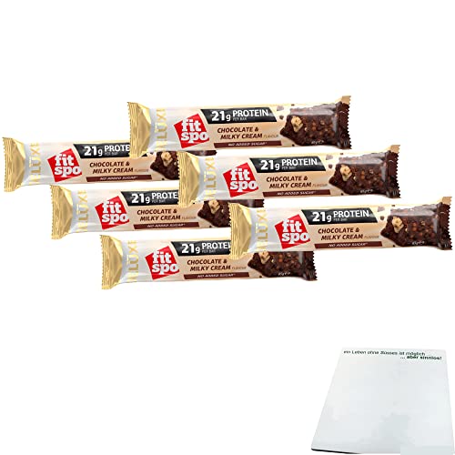 Fitspo Deluxe Protein bar Chocolate & Milky Cream mit 21g Protein 6er Pack (6x65g Riegel) + usy Block von usy