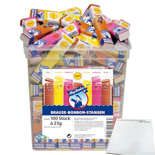 Frigeo Ahoj Brause Bonbon Stangen 100er 3 Sorten (100x23g Packung) + usy Block von usy