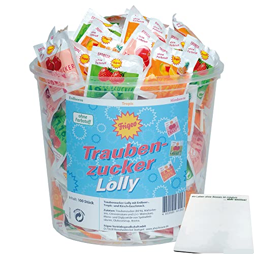 Frigeo Traubenzucker Lollys Lutscher 100St (750g Eimer) + usy Block von usy