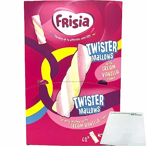 Frisia Schaumzucker Twister Mallows Marshmallows 60 Stück (1,050kg Karton) + usy Block von usy
