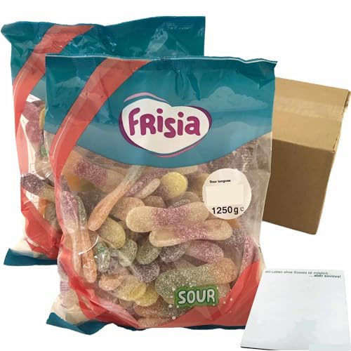 Frisia Sour tongues, saure Fruchtgummizungen 2er Pack (2x1,25kg Packung) + usy Block von usy