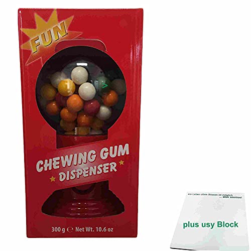 Fun Chewing Gum Dispenser in rot mit 300g Kaugummis (Bunte Kaugummi Kugeln) + usy Block von usy