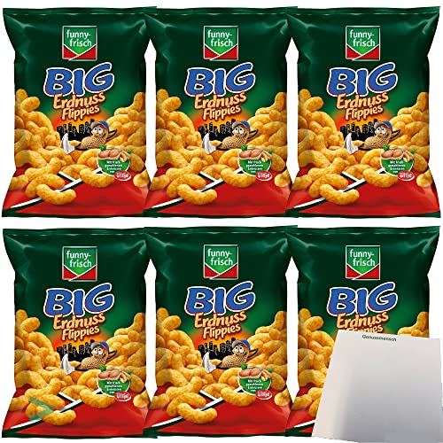 Funny Frisch Big Erdnuss Flippies Flips Knabberspaß 6er Pack (6x175g Beutel) + usy Block von usy