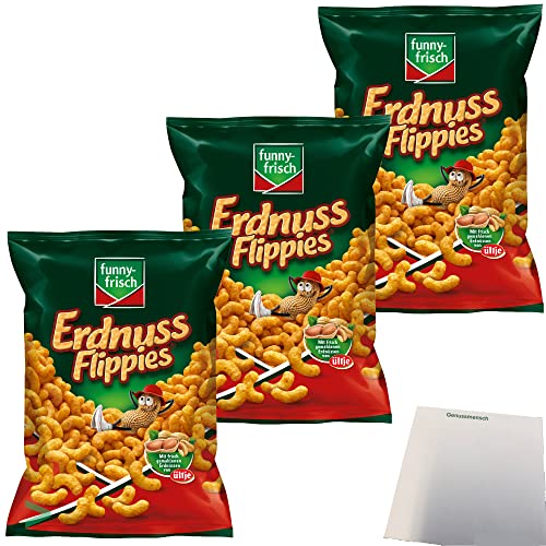 Funny Frisch Erdnuss Flippies Flips Classic Knabbereien 3er Pack (3x200g Beutel) + usy Block von usy