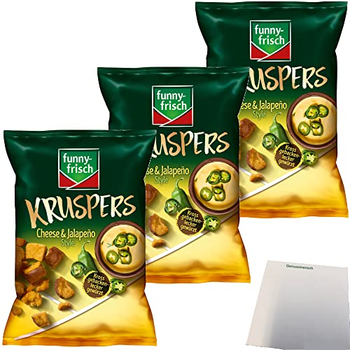Funny Frisch Kruspers Cheese & Jalapeno Weizen-Kräcker 3er Pack (3x120g ) + usy Block von usy