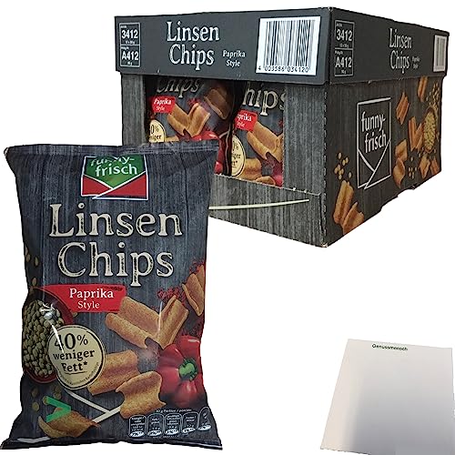 Funny Frisch Linsen Chips Paprika Style mit pflanzlichem Protein 12er Pack (12x90g) + usy Block von usy