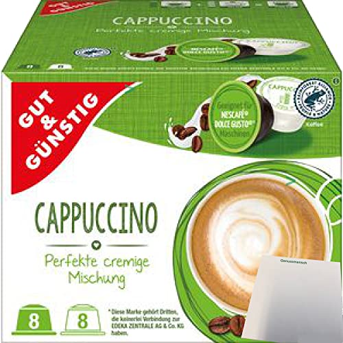 G&G Cappuccino Kaffeekapseln geeignet für Nescafe Dolce Gusto (1x8 Portionen) + usy Block von usy