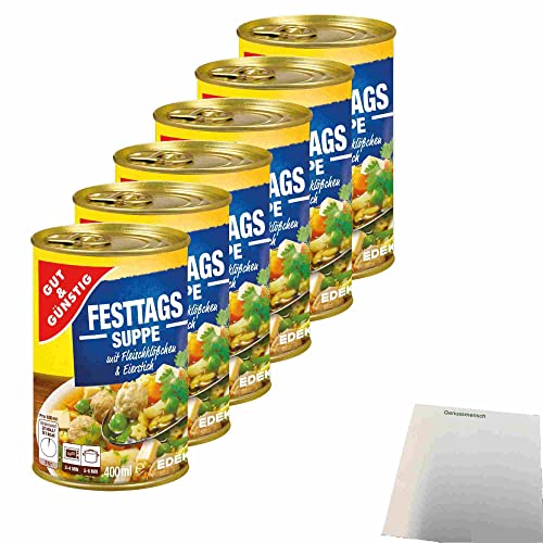 G&G Festtagssuppe mit Fleischklößchen und Eierstich 6er Pack (6x400ml Dose) + usy Block von usy