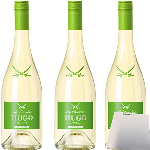 Gerstacker SANSIBAR Hugo Holunder auf Weinbasis 5% vol. 3er Pack (3x0,75 Liter Flasche) + usy Block von usy