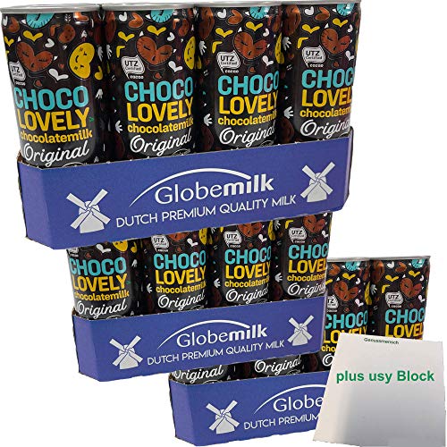 Globemilk Choco Lovely Chocolatemilk Original 3er Pack (3x 12 x 0,25l Dose) + usy Block von usy