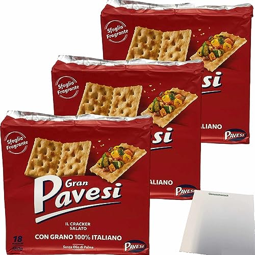 Gran Pavesi Kekse Salati Gesalzen 3er Pack (3x560g Packung) + usy Block von usy