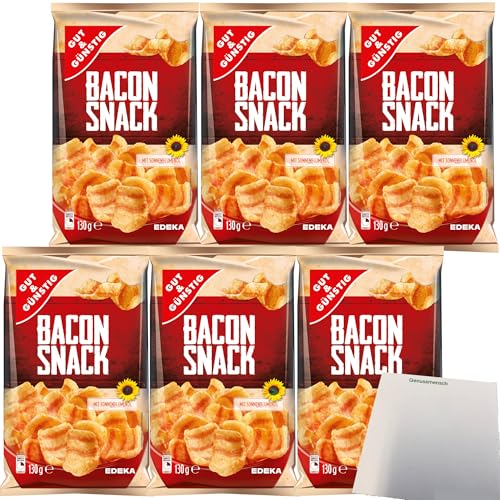 Gut&Günstig Bacon Snack herzhafter Knabberspaß 6er Pack (6x130g Packung) + usy Block von usy