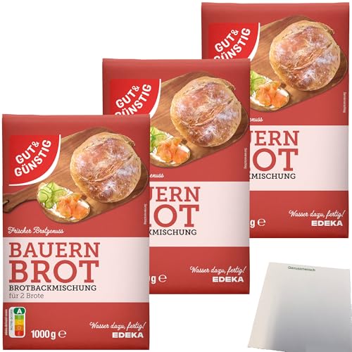 Gut&Günstig Brotbackmischung Bauernbrot 3er Pack (3x1000g Packung) + usy Block von usy