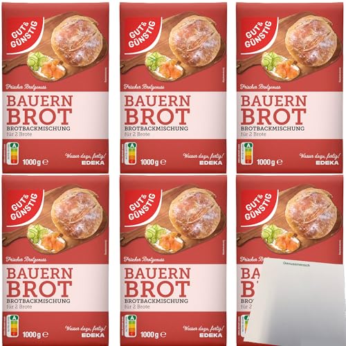 Gut&Günstig Brotbackmischung Bauernbrot 6er Pack (6x1000g Packung) + usy Block von usy