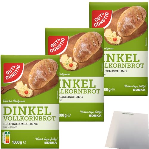 Gut&Günstig Brotbackmischung Dinkelvollkornbrot 3er Pack (3x1000g Packung) + usy Block von usy