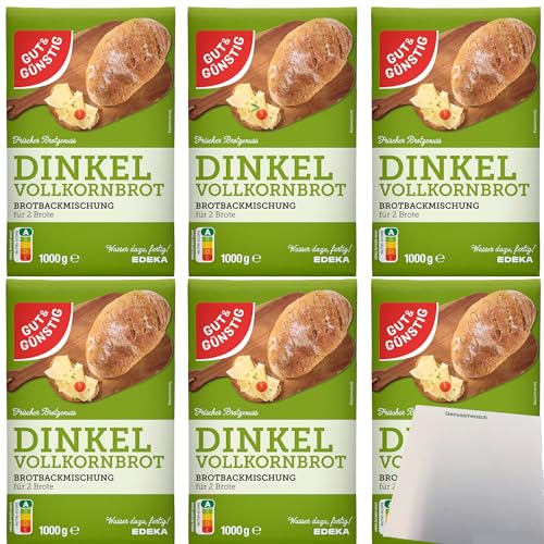 Gut&Günstig Brotbackmischung Dinkelvollkornbrot 6er Pack (6x1000g Packung) + usy Block von usy