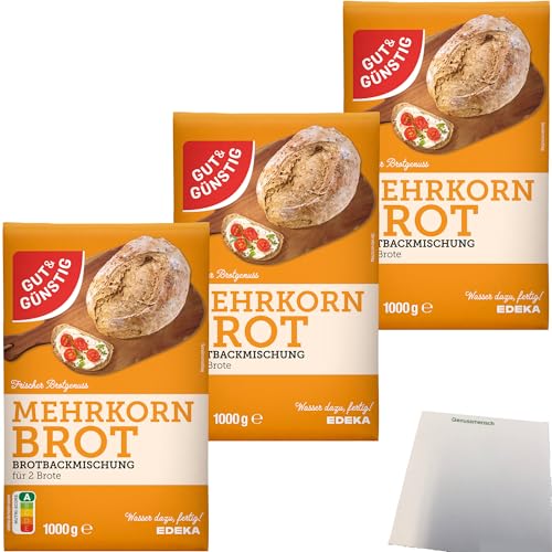 Gut&Günstig Brotbackmischung Mehrkornbrot 3er Pack (3x1000g Packung) + usy Block von usy