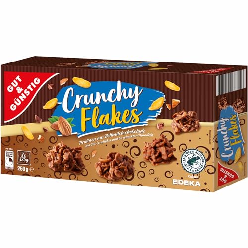 Gut&Günstig Crunchy Flakes knusprige Pralinen mit Vollmilchschokolade (250g Packung) + usy Block von usy