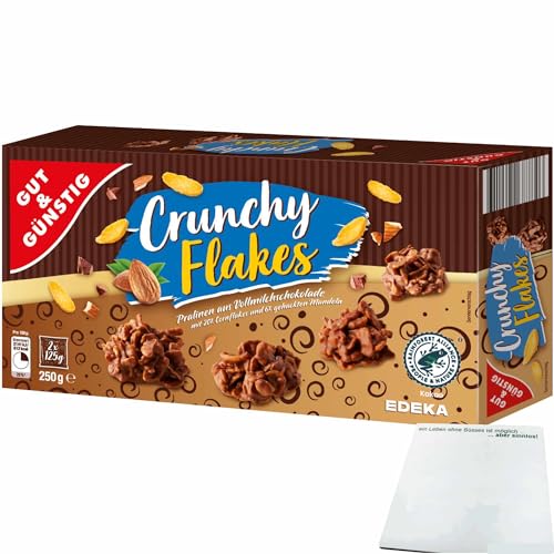 Gut&Günstig Crunchy Flakes knusprige Pralinen mit Vollmilchschokolade 3er Pack (3x250g Packung) + usy Block von usy