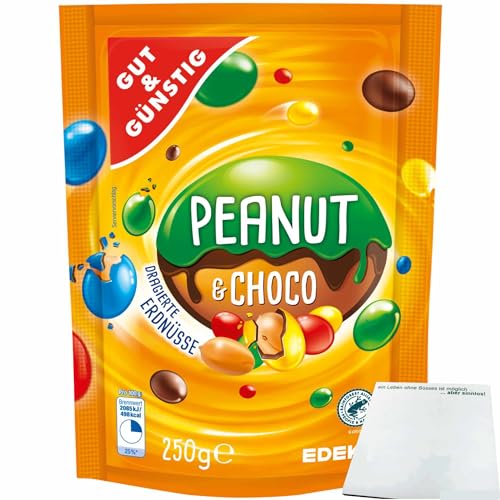 Gut&Günstig Dragierte Erdnüsse bunt mit Schokolade (250g Packung) + usy Block von usy