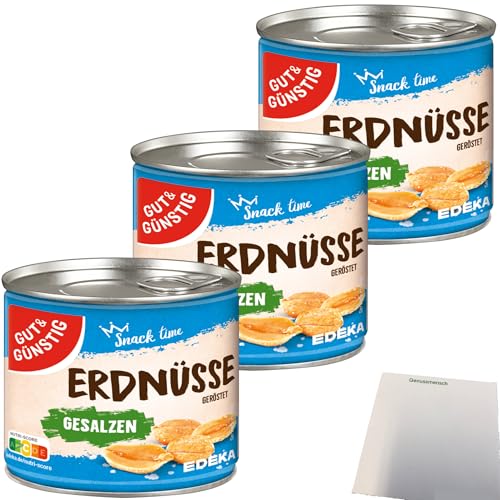 Gut&Günstig Erdnüsse geröstet und gesalzen 3er Pack (3x200g Packung) + usy Block von usy