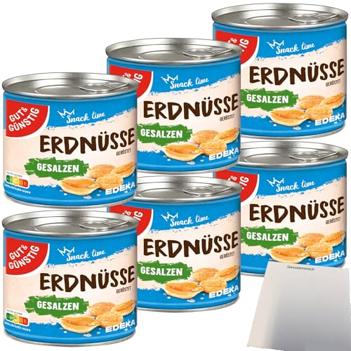 Gut&Günstig Erdnüsse geröstet und gesalzen 6er Pack (6x200g Packung) + usy Block von usy