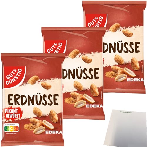 Gut&Günstig Erdnüsse pikant gewürzt 3er Pack (3x150g Packung) + usy Block von usy