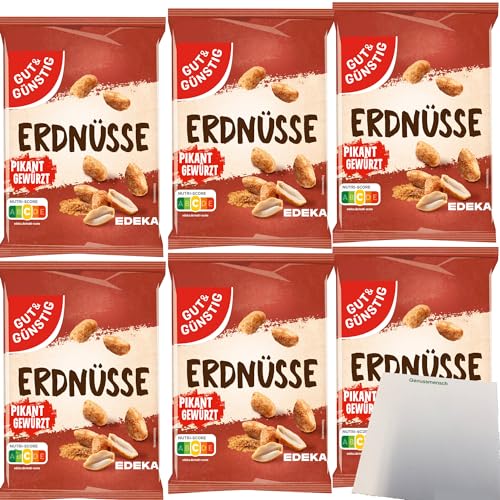 Gut&Günstig Erdnüsse pikant gewürzt 6er Pack (6x150g Packung) + usy Block von usy