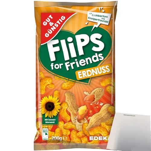 Gut&Günstig Erdnuss-Flips Mais-Erdnuss-Snack (200g Tüte) + usy Block von usy