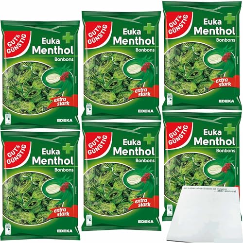 Gut&Günstig Euka-Menthol-Bonbons extra stark 6er Pack (6x300g Packung) + usy Block von usy