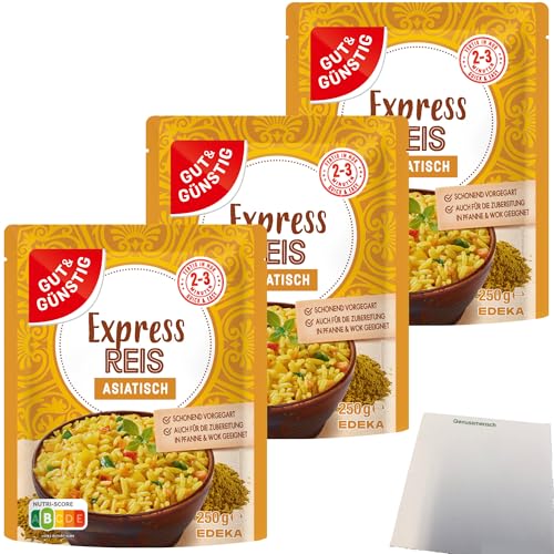Gut&Günstig Express Reis Asiatisch 3er Pack (3x250g Packung) + usy Block von usy