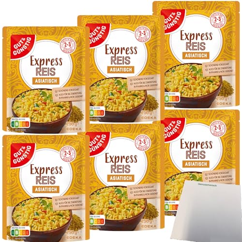 Gut&Günstig Express Reis Asiatisch 6er Pack (6x250g Packung) + usy Block von usy