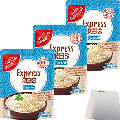 Gut & Günstig Express Reis Basmati 3er Pack (3x250g Packung) + usy Block von usy