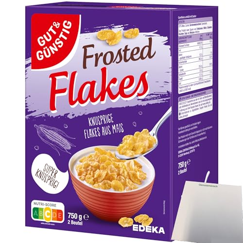 Gut&Günstig Frosted Flakes Knusprige Flakes aus Mais (750g Packung) + usy Block von usy
