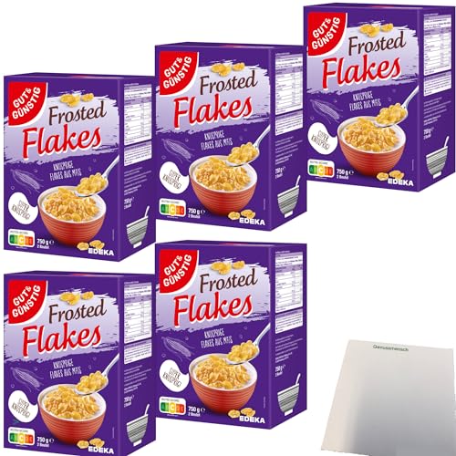 Gut&Günstig Frosted Flakes Knusprige Flakes aus Mais VPE (5x750g Packung) + usy Block von usy