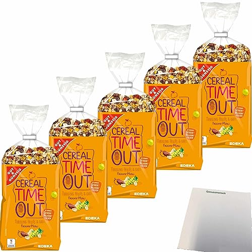 Gut&Günstig Früchte-Müsli mit 32% Fruchtgehalt und Vollkornflocken 5er Pack (5x1000g Packung) + usy Block von usy