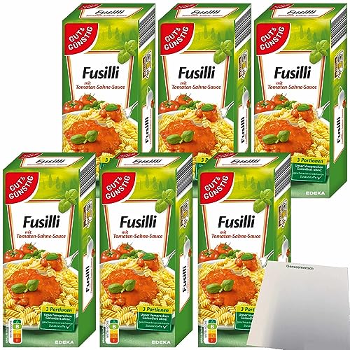 Gut&Günstig Fusilli mit Tomaten-Sahne-Sauce 6er Pack (6x375g Packung) + usy Block von usy
