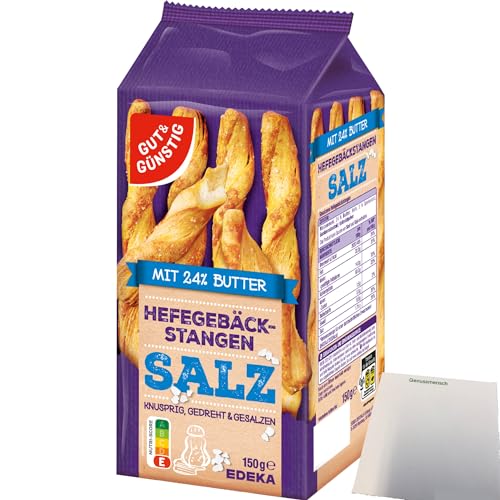 Gut&Günstig Gebäckstangen gesalzen aus Hefeteig gedreht (150g Packung) + usy Block von usy