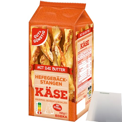 Gut&Günstig Gebäckstangen mit Käse aus Hefeteig gedreht (150g Packung) + usy Block von usy