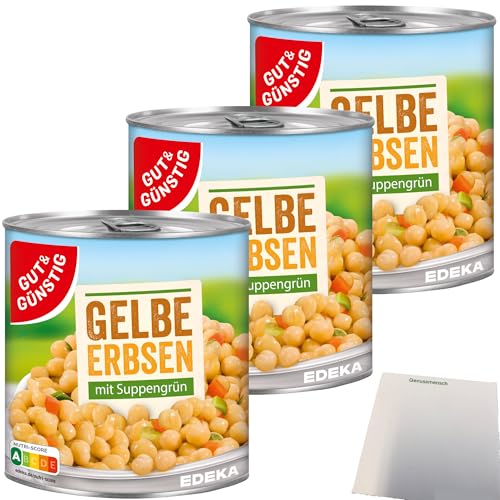 Gut&Günstig Gelbe Erbsen mit Suppengrün 3er Pack (3x800g Dose) + usy Block von usy