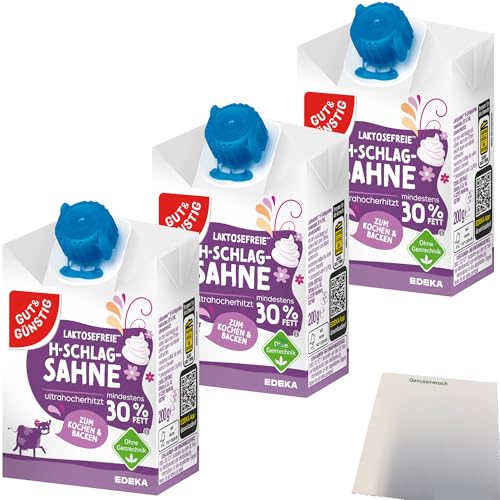 Gut&Günstig Haltbare Schlagsahne 30% Fett laktosefrei 3er Pack (3x200g Packung) + usy Block von usy