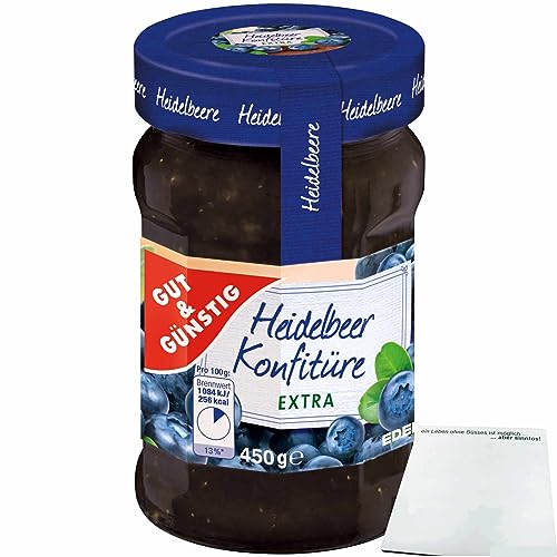 Gut&Günstig Heidelbeer Konfitüre Extra mit 50% Frucht (450g Glas) + usy Block von usy