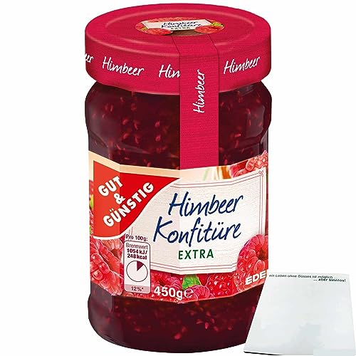 Gut&Günstig Himbeer Konfitüre extra ausgeprägter Himbeergeschmack und 50% Frucht (450g Glas) + usy Block von usy