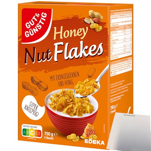 Gut&Günstig Honey Nut Flakes super knusprig (750g Packung) + usy Block von usy