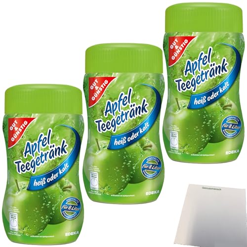 Gut&Günstig Instant Apfel-Teegetränk kalt oder heiß zu genießen 50% kalorienreduziert 3er Pack (3x400g Packung) + usy Block von usy