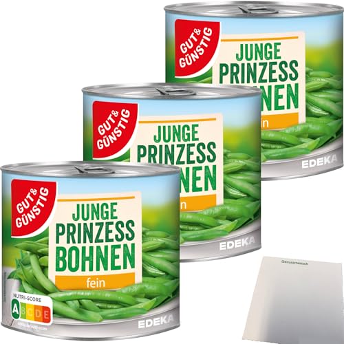 Gut&Günstig Junge Prinzessbohnen fein sortiert 3er Pack (3x400g Dose) + usy Block von usy